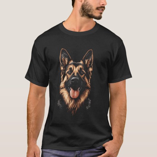 ジャーマンシェパードの顔 Tシャツ (正面)