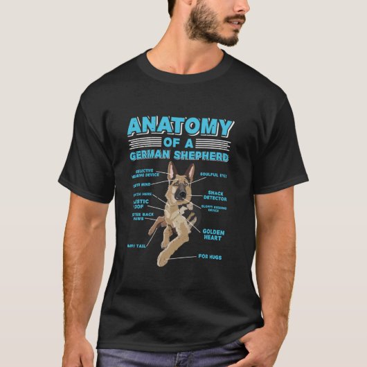 ジャーマンシェパードの飼い主 解剖学 おもしろい犬D Tシャツ (正面)