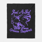 ジャーマンシェパードを愛するただの女の子 フリースブランケット (正面)