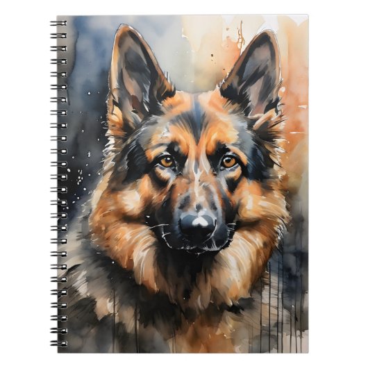 ジャーマンシェパードインクポートレート ノートブック (正面)