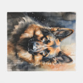 ジャーマンシェパードインクポートレート フリースブランケット (正面(横))