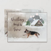 ジャーマンシェパードウォーターカラーハッピーホリデーシーン シーズンポストカード (正面/裏面)