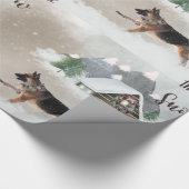 ジャーマンシェパードウォーターカラーハッピーホリデーシーン ラッピングペーパー (角)