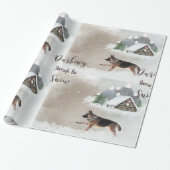 ジャーマンシェパードウォーターカラーハッピーホリデーシーン ラッピングペーパー (アンロールド)