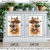 ジャーマンシェパードカウボーイ保安官の犬DP2Lデコパージュ 薄葉紙