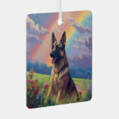 ジャーマンシェパードカスタムメモリアル犬の名前レインボー メタルオーナメント (正面右)