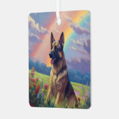 ジャーマンシェパードカスタムメモリアル犬の名前レインボー メタルオーナメント (正面左)