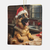 ジャーマンシェパードクリスマスクッキーフェスティバルホリデイ セラミックオーナメント (左)