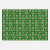 ジャーマンシェパードクリスマスドッグ&グリーンボウ3色 ラッピングペーパーシート (正面2)