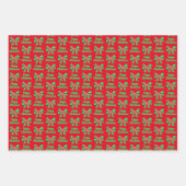 ジャーマンシェパードクリスマスドッグ&グリーンボウ3色 ラッピングペーパーシート (正面)