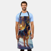 ジャーマンシェパードクリスマスフェスティバルシーズン エプロン (着用した状態)