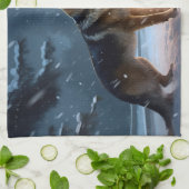 ジャーマンシェパードクリスマスフェスティバルシーズン キッチンタオル (折り畳み)