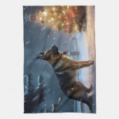 ジャーマンシェパードクリスマスフェスティバルシーズン キッチンタオル (縦)