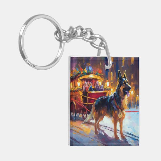 ジャーマンシェパードクリスマスフェスティバルシーズン キーホルダー (正面左)