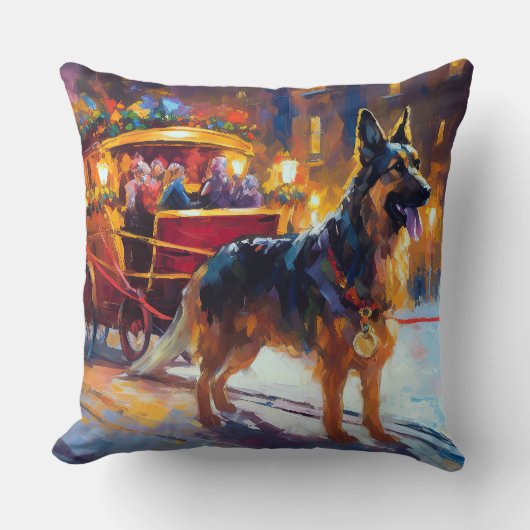 ジャーマンシェパードクリスマスフェスティバルシーズン クッション (正面)