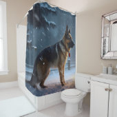 ジャーマンシェパードクリスマスフェスティバルシーズン シャワーカーテン (インサイチュ)