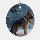ジャーマンシェパードクリスマスフェスティバルシーズン セラミックオーナメント (左)