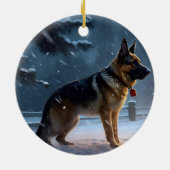 ジャーマンシェパードクリスマスフェスティバルシーズン セラミックオーナメント (裏面)