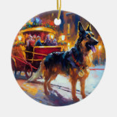 ジャーマンシェパードクリスマスフェスティバルシーズン セラミックオーナメント (正面)