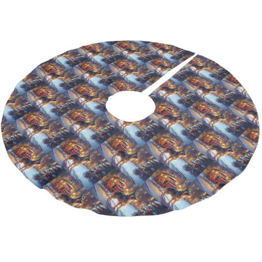 ジャーマンシェパードクリスマスフェスティバルシーズン ブラッシュドポリエステルツリースカート (アングル)