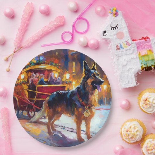 ジャーマンシェパードクリスマスフェスティバルシーズン ペーパープレート (パーティー)