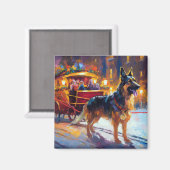 ジャーマンシェパードクリスマスフェスティバルシーズン マグネット (正面/裏面)