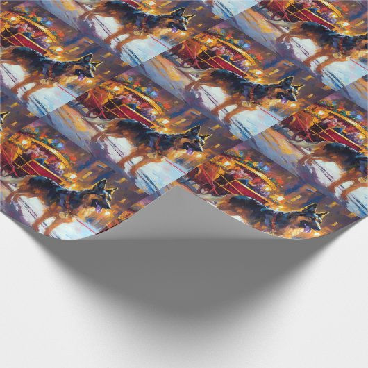 ジャーマンシェパードクリスマスフェスティバルシーズン ラッピングペーパー (角)