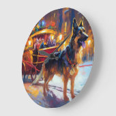 ジャーマンシェパードクリスマスフェスティバルシーズン ラージ壁時計 (傾斜)