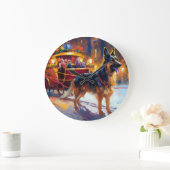 ジャーマンシェパードクリスマスフェスティバルシーズン ラージ壁時計 (ホーム)