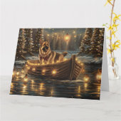 ジャーマンシェパードクリスマスフェスティバル航海 カード (黄色い花)