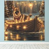 ジャーマンシェパードクリスマスフェスティバル航海 キャンバスプリント (インサイチュ (ウッドフロア))