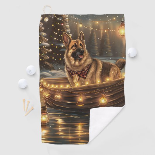 ジャーマンシェパードクリスマスフェスティバル航海 ゴルフタオル (インサイチュ)