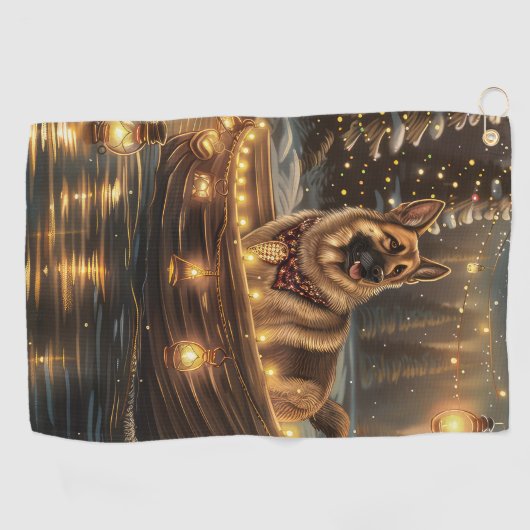 ジャーマンシェパードクリスマスフェスティバル航海 ゴルフタオル (横)