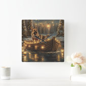 ジャーマンシェパードクリスマスフェスティバル航海 スクエア壁時計 (ホーム)