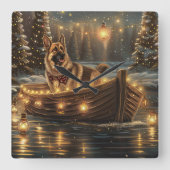 ジャーマンシェパードクリスマスフェスティバル航海 スクエア壁時計 (正面)