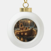 ジャーマンシェパードクリスマスフェスティバル航海 セラミックボールオーナメント (正面)