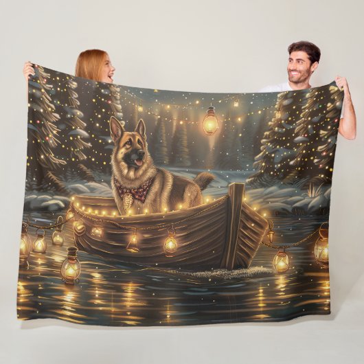 ジャーマンシェパードクリスマスフェスティバル航海 フリースブランケット (インサイチュ)