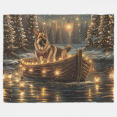 ジャーマンシェパードクリスマスフェスティバル航海 フリースブランケット (正面(横))