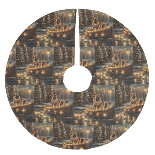 ジャーマンシェパードクリスマスフェスティバル航海 ブラッシュドポリエステルツリースカート (正面)