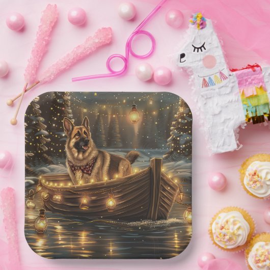 ジャーマンシェパードクリスマスフェスティバル航海 ペーパープレート (パーティー)