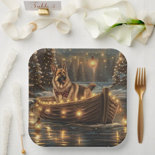 ジャーマンシェパードクリスマスフェスティバル航海 ペーパープレート (ウェディング)