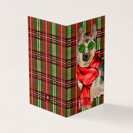 ジャーマンシェパードクリスマスレッドグリーンホリデープレイド