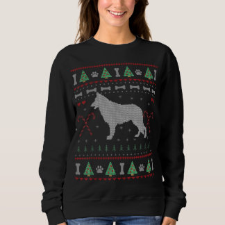ジャーマンシェパードクリスマス醜いセーターおもしろい犬L スウェットシャツ