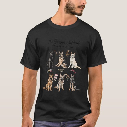 ジャーマンシェパードコテージコアウォーター色 Tシャツ (正面)