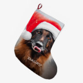 ジャーマンシェパードサンタクリスマスストッキング ラージクリスマスストッキング (正面 (吊り時))