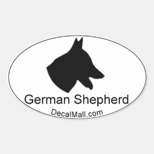 ジャーマンシェパードシルエットウィンドウデカール 楕円形シール