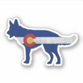 ジャーマンシェパードシルエットコロラド州旗 シール (正面)