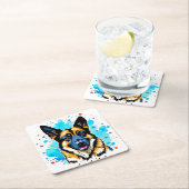 ジャーマンシェパードスプラッシュ スクエアペーパーコースター (インサイチュ)