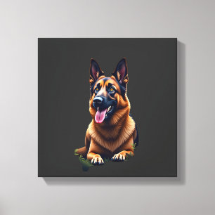 ジャーマンシェパードドッグの顔の肖像画 犬好き ペットオーナー キャンバスプリント