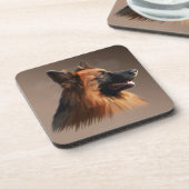 ジャーマンシェパードドッグウォーターカラーアートポートレート コースター (左側)